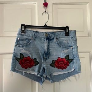 AE rose stitch jean shorts